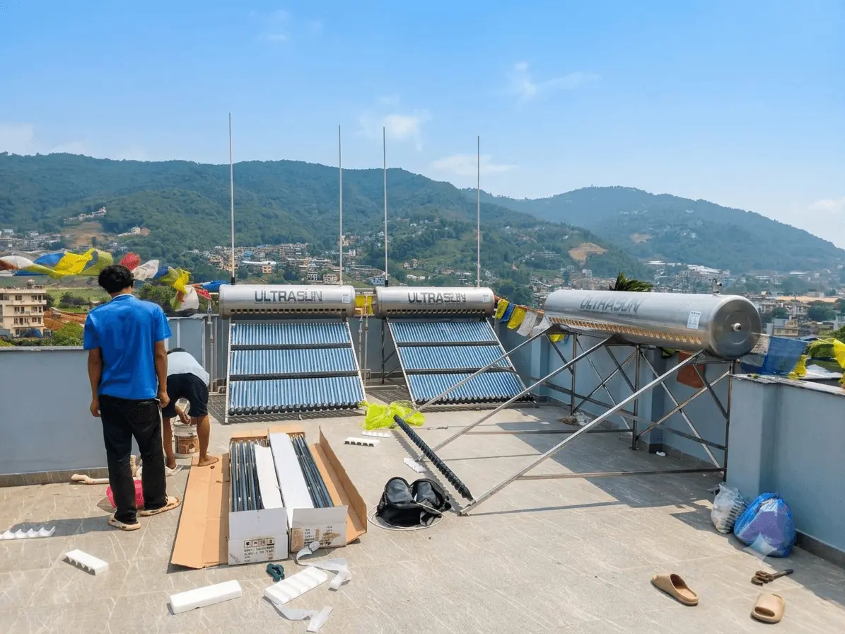 Solar Water Heater Installation on site - Kathmandu Solar