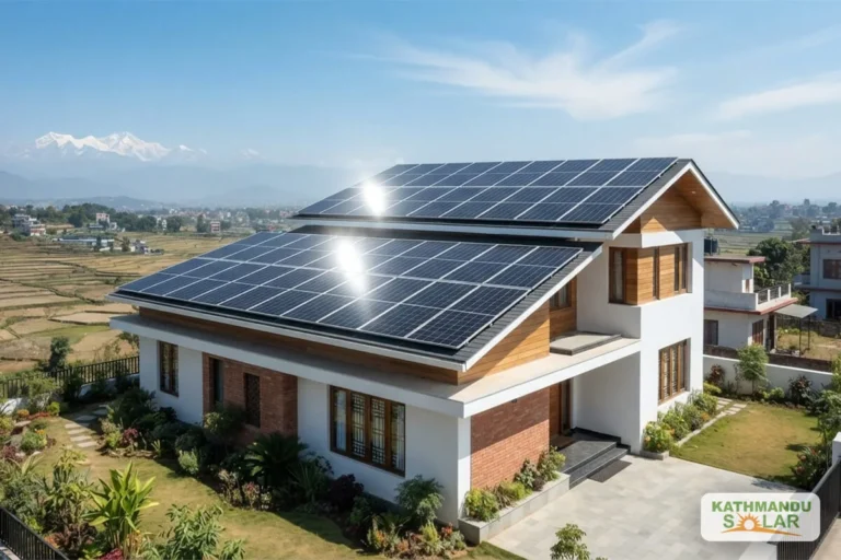 Solar panel installation in Nepal 2026 – rooftop solar panels on a modern house in Kathmandu Valley